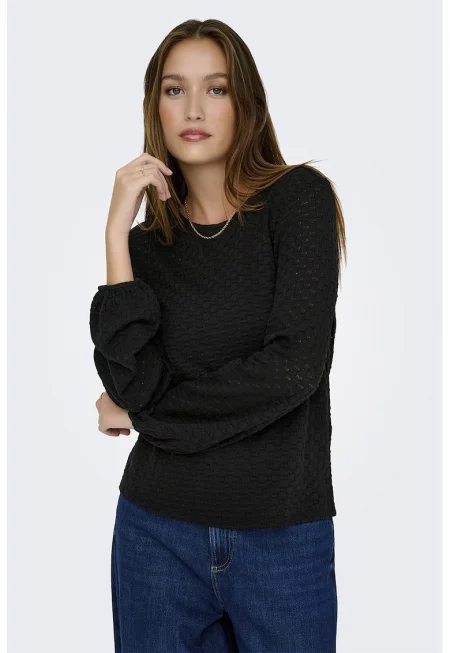 Релефна блуза с бухнали ръкави