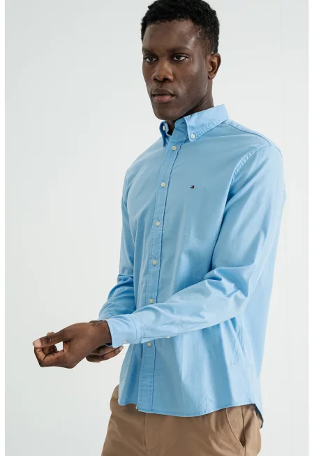 Риза Oxford с памук - Пастелносин