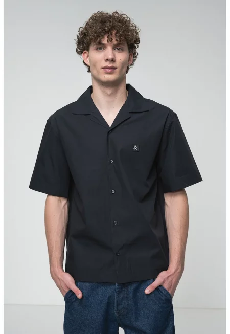 Риза с копчета и къси ръкави - Черен
