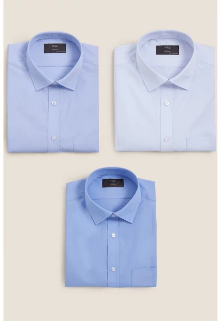 Ризи с къси ръкави - 3 броя - Светлосин