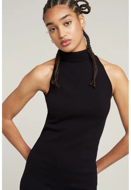 Рокля-поло от памук - Черен