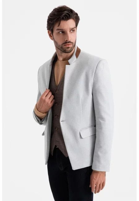 Сако с джобове с капаче - Светлосив меланж