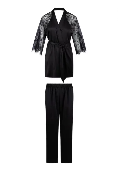 Сатинирана пижама с дантела