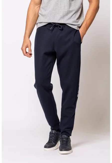 Скосен панталон с връзка - Тъмносин