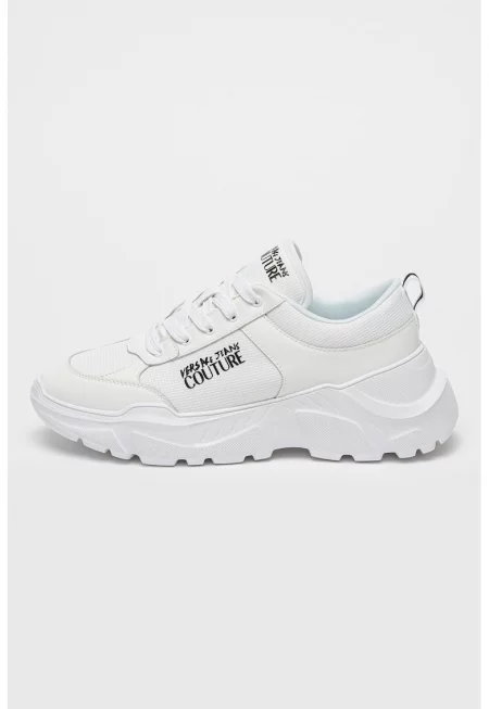 Скосени спортни обувки с кожа - Бял