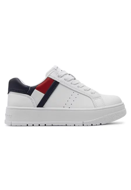 Спортни обувки  за момичета - flag low cut lace-up sneaker - T3X9-33356-1355100 - Бял - Бял