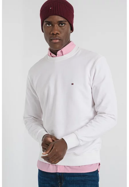 Суитшърт от органичен памук с лого - Бял