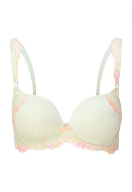 Сутиен с подплънки и дантела - Зелен