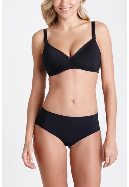 Сутиен за кърмене с дантелени апликации - Черен