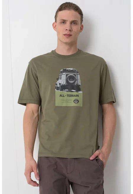 Свободна тениска от памук с фото щампа