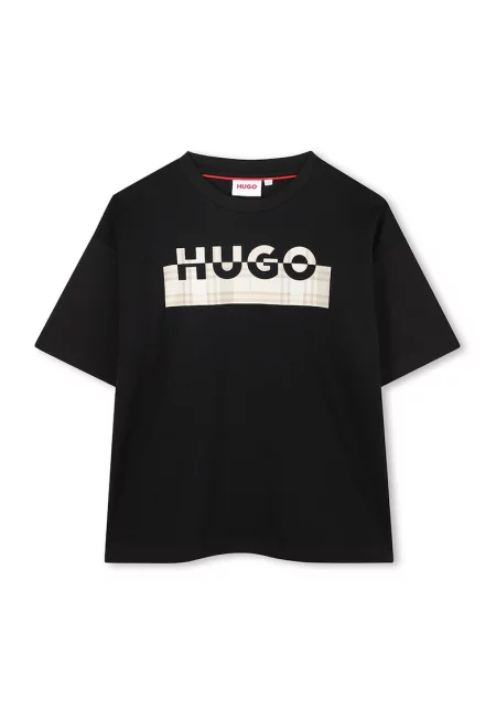 Тениска с лого - Бял/Черен/Светло бежово