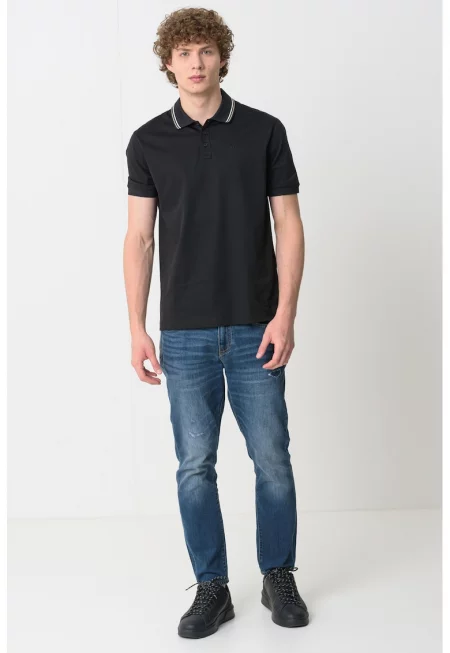 Тениска с яка - Черен