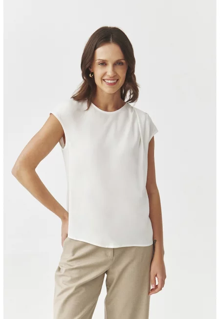 Топ с овално деколте - Бял