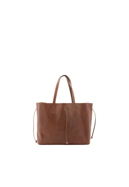 Унисекс кожена чанта за рамо - Кафяв