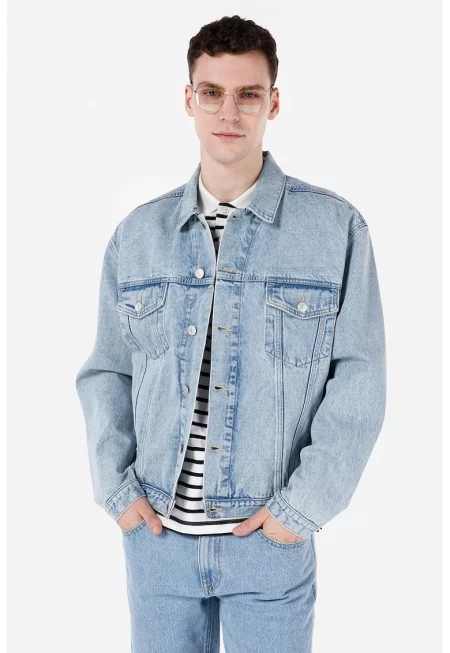Яке от деним с ефект деграде - Пастелносин