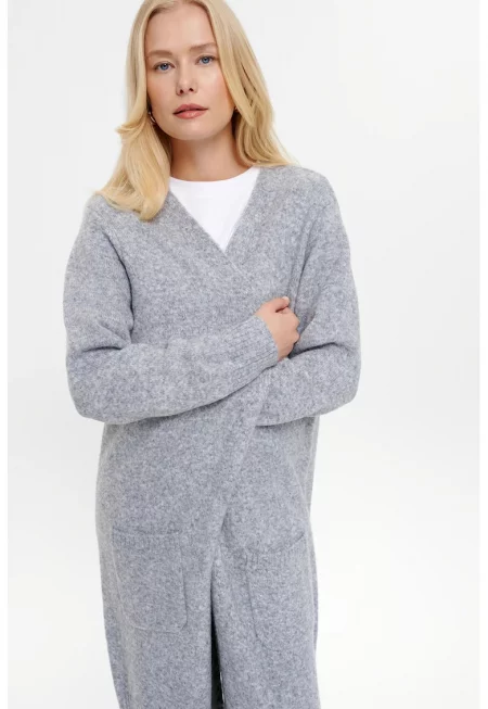 Жилетка с джобове - Светлосив меланж