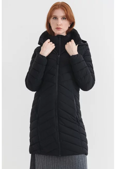 Зимно капитонирано яке - Черен