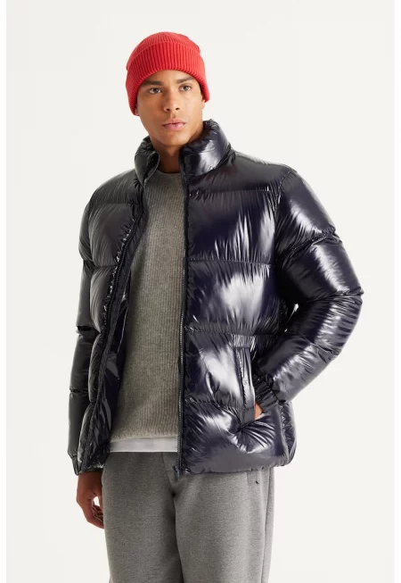 Зимно яке с капитониран дизайн - Тъмносин