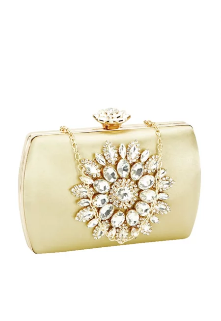 Златна чанта клъч с брошка BRS-210 06 13303