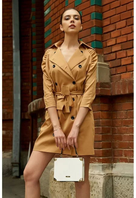 AVENUE - Къса рокля-тренч с реглан ръкави - Бежов