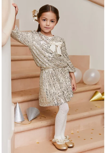 Бляскава блуза и пола с пайети