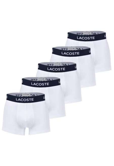 Боксерки с памук с лого на талията - 5 чифта - Бял