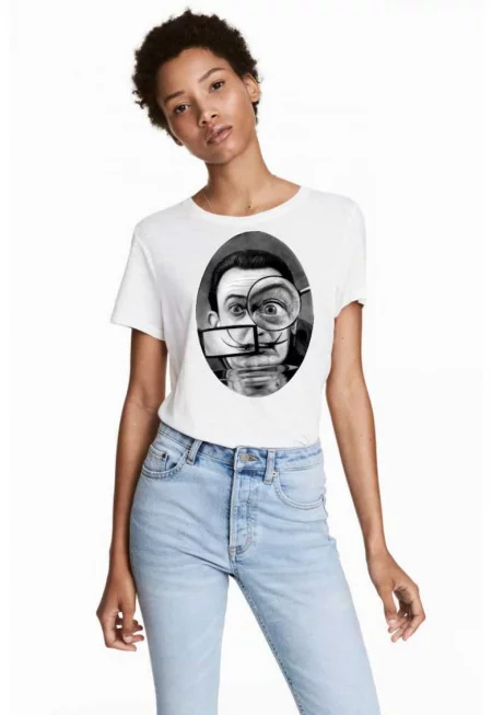 Бяла дамска тениска - Dali - The Watcher