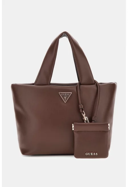 Чанта от еко кожа с отделящ се несесер - Кафяв