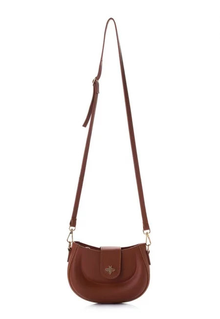 Чанта през рамо от еко кожа с метално лого