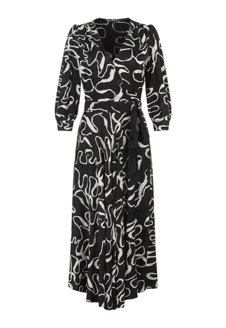 Дълга рокля с принт и прехвърляне