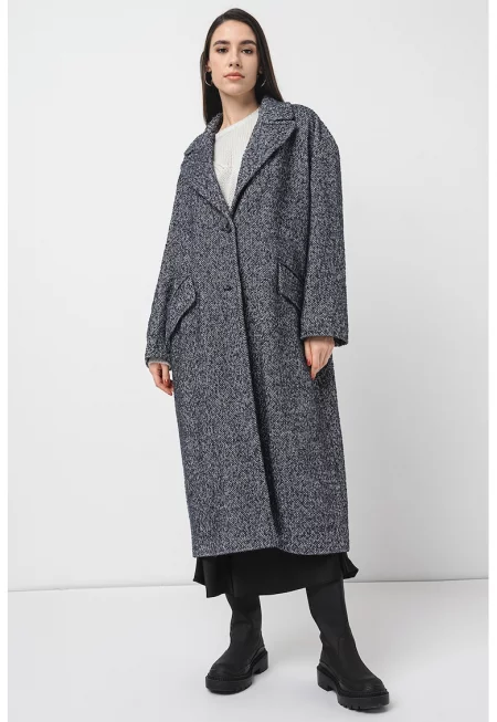 Дълго плато с вълна - Бял/Tъмносив