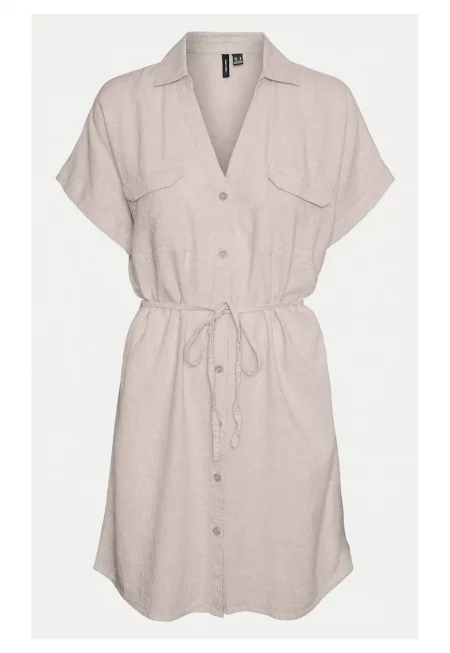 Дамска лятна рокля  10323027 - Лен/Вискоза - Сив