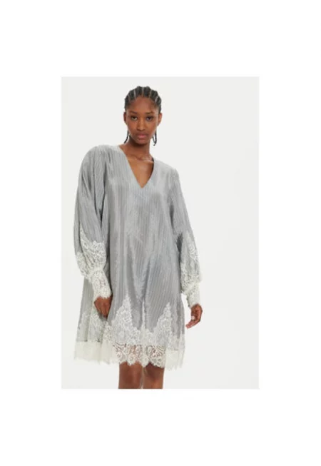 Дамска рокля -  303941284 - Вискоза/Найлон - Сив - Сив