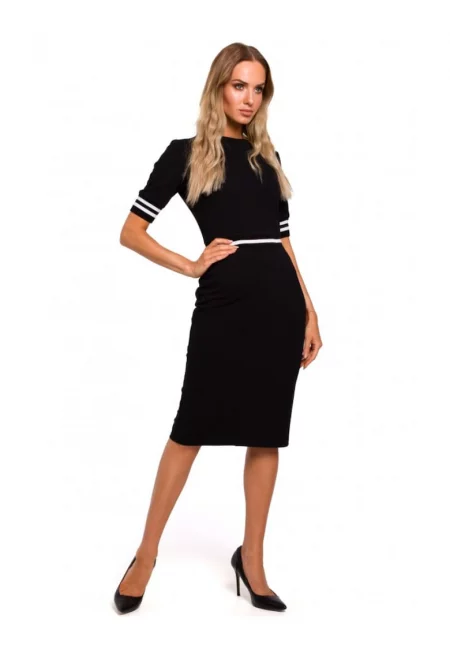 Дамска рокля - с ръкав - памук - еластан - бяла - черна - Army Green