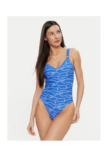 Дамски бански костюм -  303784317 - Найлон/Еластан - Син - Син