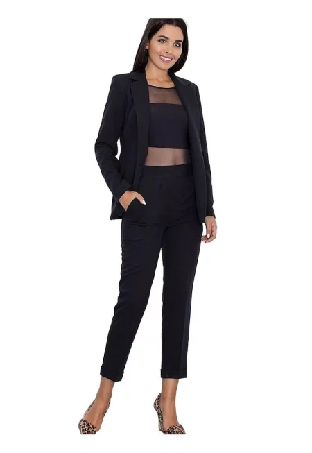 Дамски панталон -  Черен - Елегантен - Полиестер/Вискоза