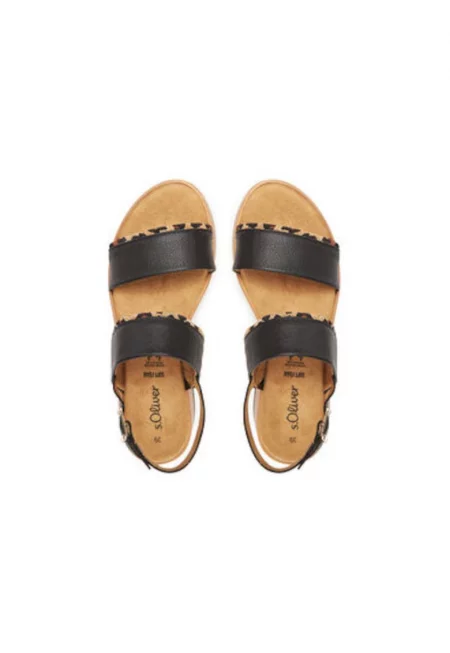 Дамски сандали - 5-28760-44 090 - S Oliver - Естествена кожа - Черен