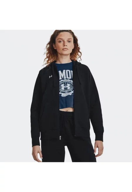 Дамски спортен суитшърт -  Rival Fleece FZ - черно/бяло - XL - памук