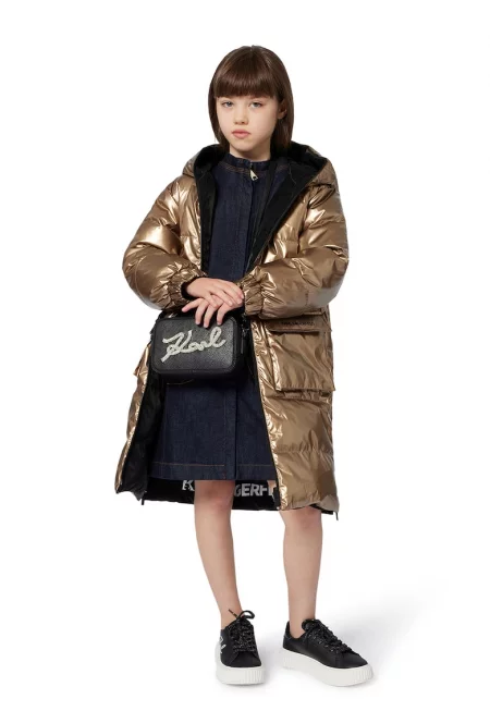 Двулицево зимно яке - Черен/Бронз