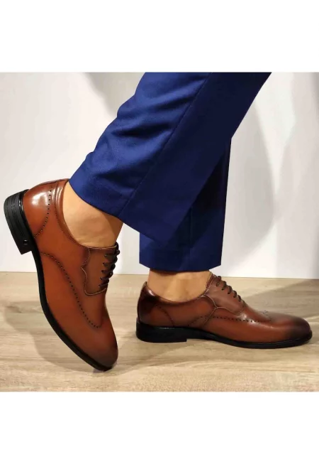 Елегантни мъжки обувки  F066-025 Кафяв - Кафяв