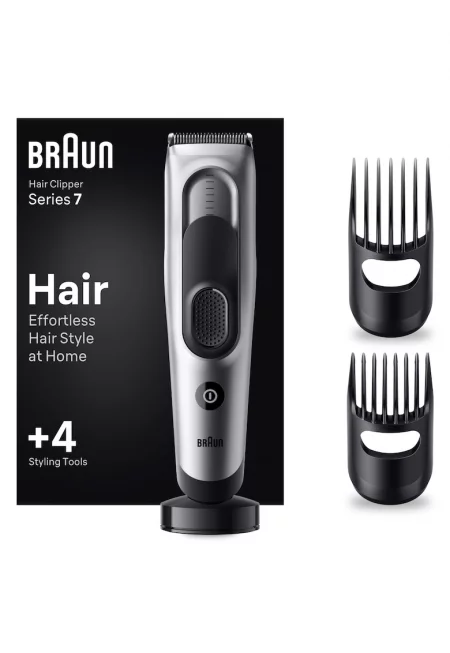 Електрическа машинка за подстригване  Series 7 HC7390 - Memory Safety Lock - 17 настройки за дължина - 2 гребена - Стойка за зареждане - 50 минути живот на ...