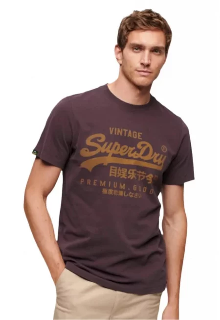 Графична тениска Superdry Vl Premium Goods - Бордо