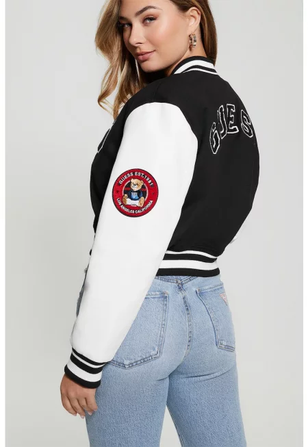 JEANS - Късо бомбър яке с апликации