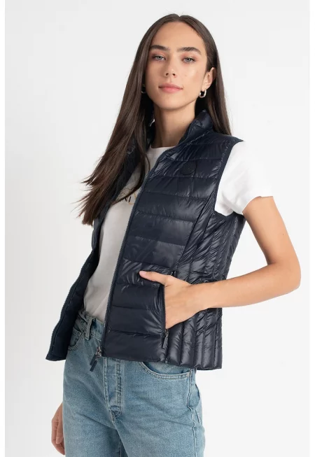 Капитониран елек с цип - Тъмносин