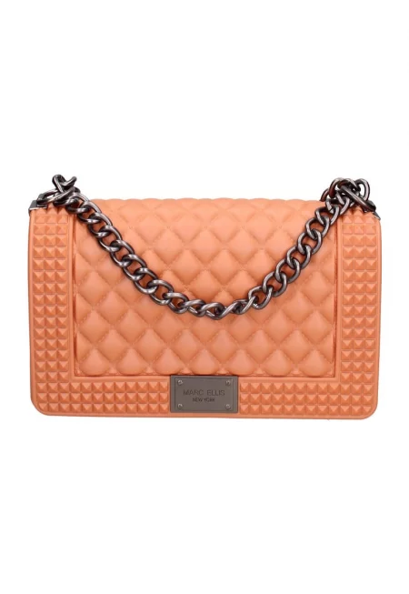 Капитонирана чанта през рамо с капаче - Оранжев