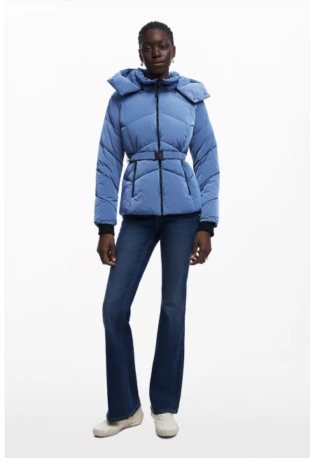 Капитонирано зимно яке с отделяща се качулка - Лавандула