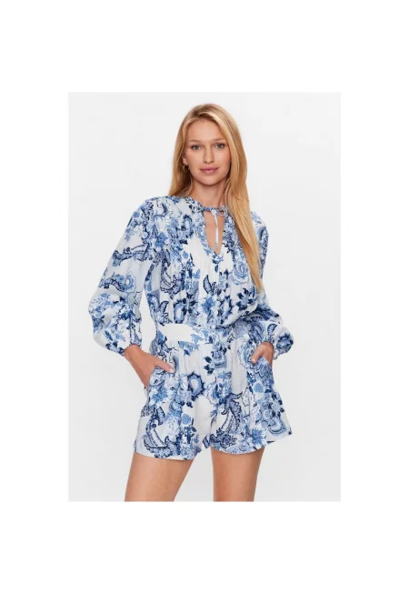 Къс гащеризон  Zaren с флорален принт W3GD88 - Син