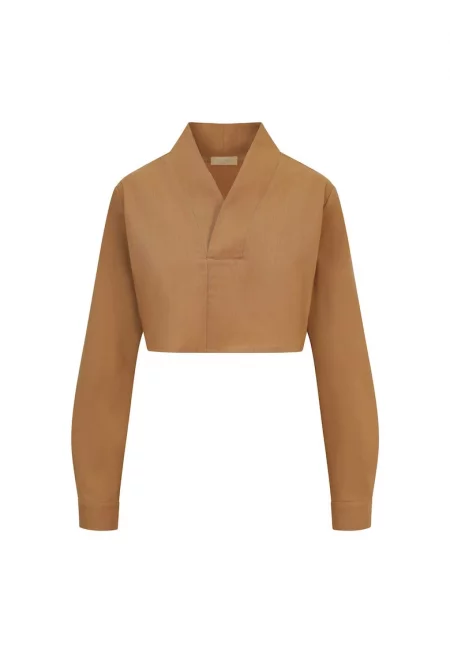 Къса блуза с дълги ръкави и шпиц - Camel -
