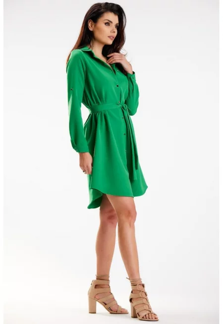 Къса рокля с дълъг ръкав - яка A568