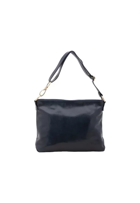 Кожена чанта с отделяща се презрамка - Син